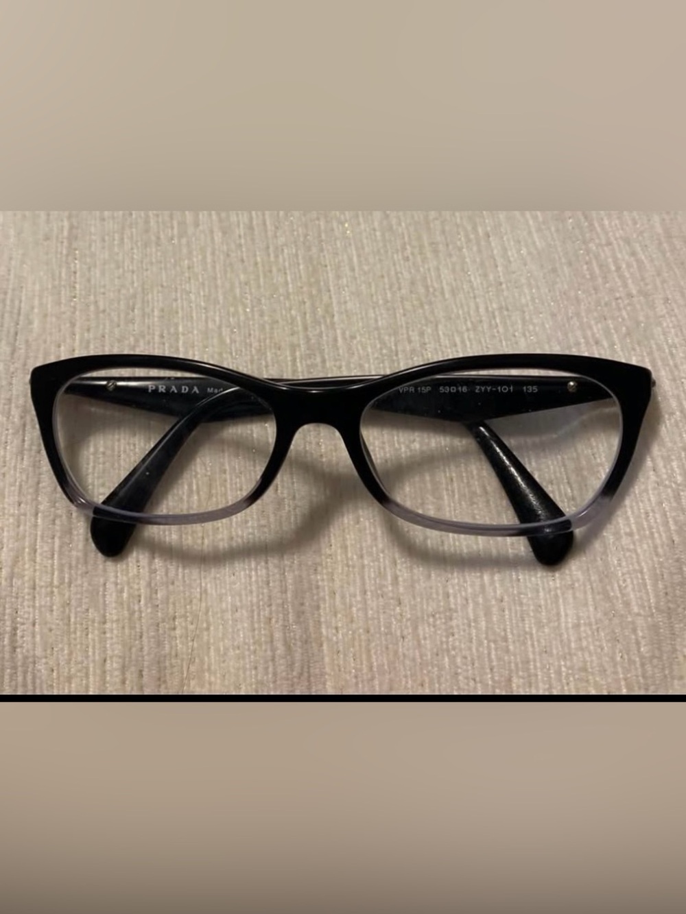 Prada Black to Clear Gradient Cat-Eye Optical Glasses